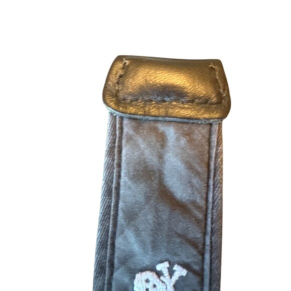 J Crew Canvas Belt Leather Tip Skull Crossbones Metal Rings L/XL Goth Emo - Picture 6 of 6